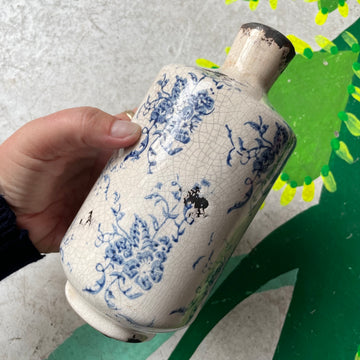 Antique Porcelain Japanese Vase w/ Hand Painted Floral Motif