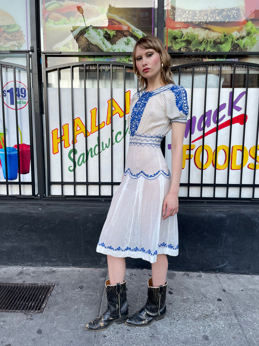 1930s Hungarian embroidered dress