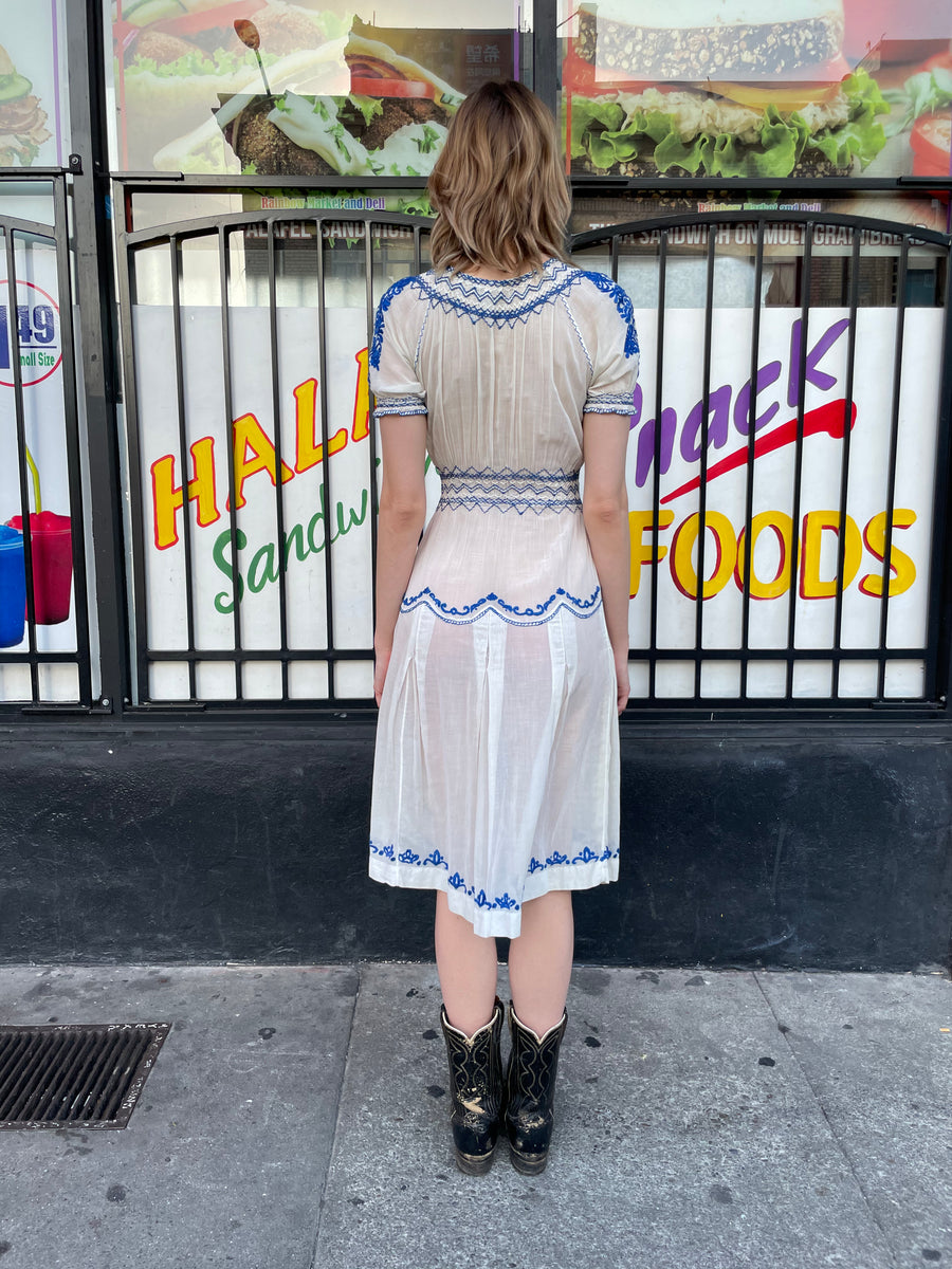 1930s Hungarian embroidered dress