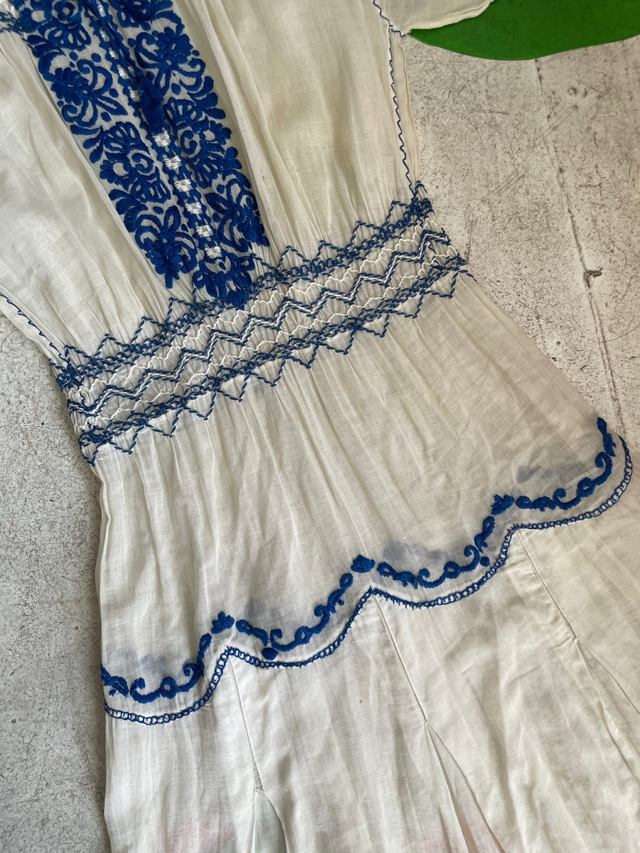 1930s Hungarian embroidered dress