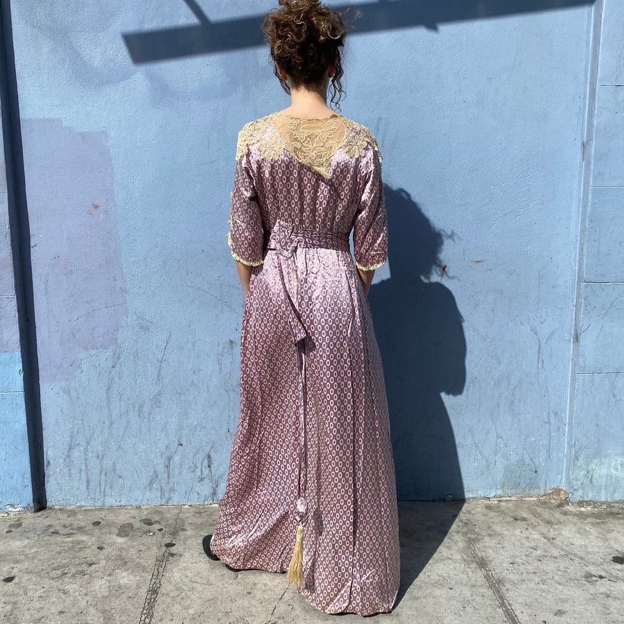 Lilac Silk Edwardian gown rhinestones lace Titanic Era