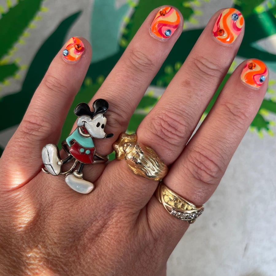 Mickey Mouse Vintage Zunitoon Ring, size 8