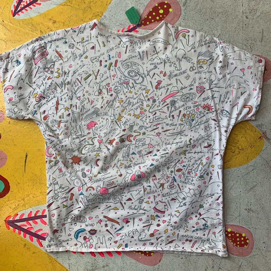 1980s rock tee with every band ever