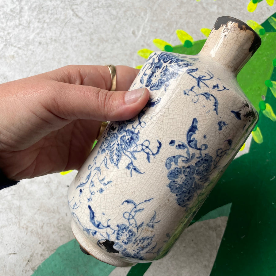 Antique Porcelain Japanese Vase w/ Hand Painted Floral Motif