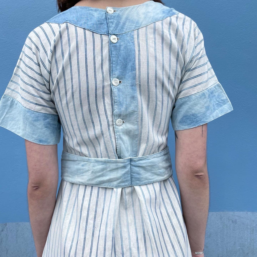 1930s Depression Era Ticking & Chambray Dress