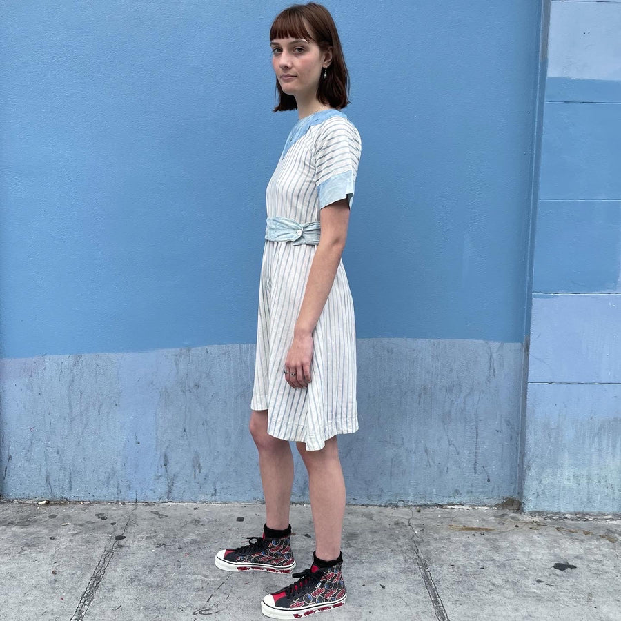 1930s Depression Era Ticking & Chambray Dress