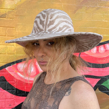 1960s Zebra printed felted angora hat