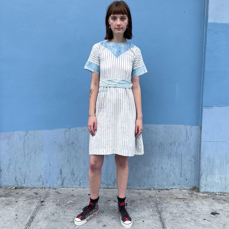 1930s Depression Era Ticking & Chambray Dress